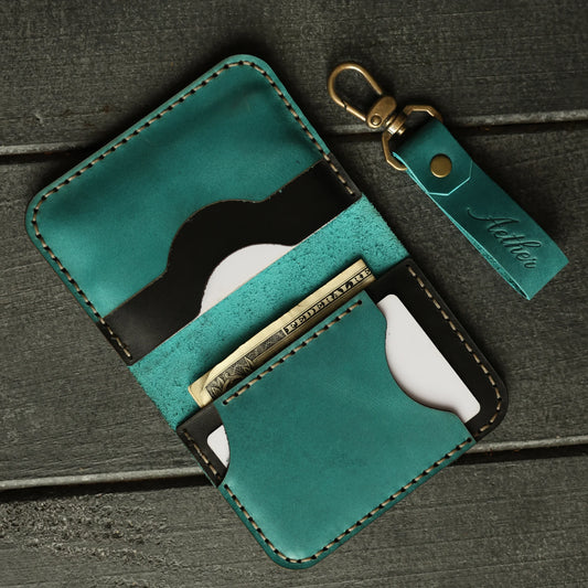 Rich Turquoise Leather Card Holder