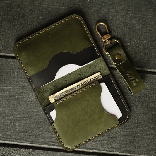 Olive Green Leather Card Holder