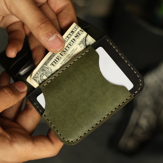 Olive Green Leather Card Holder