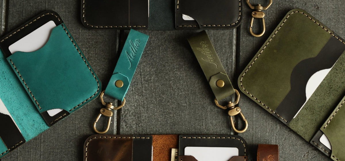 The Aether range in four leathers
