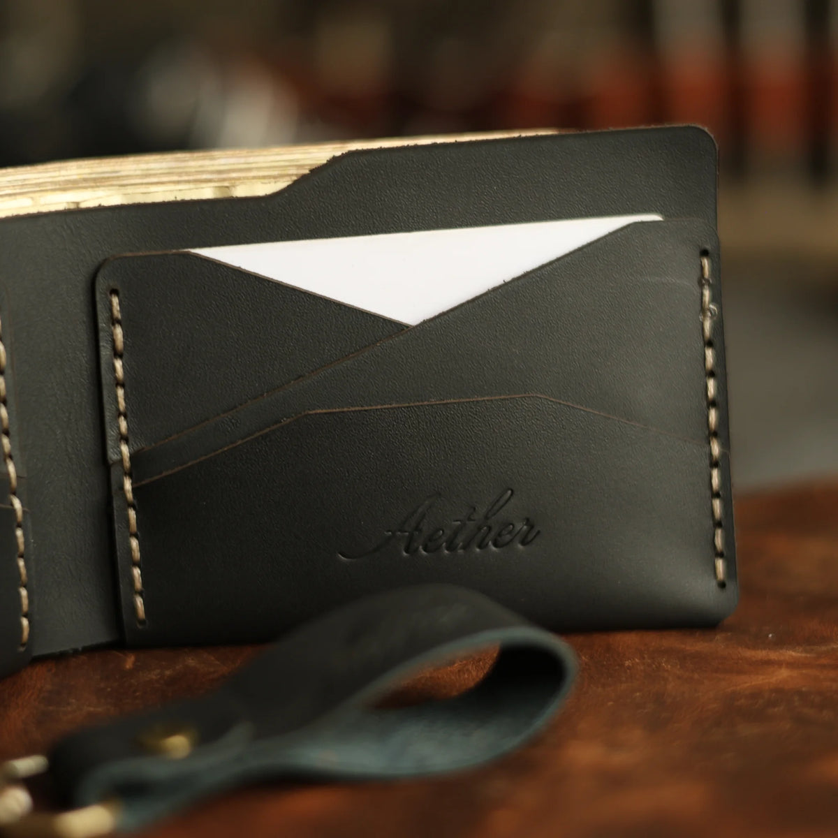 Midnight Black Leather Bifold Wallet