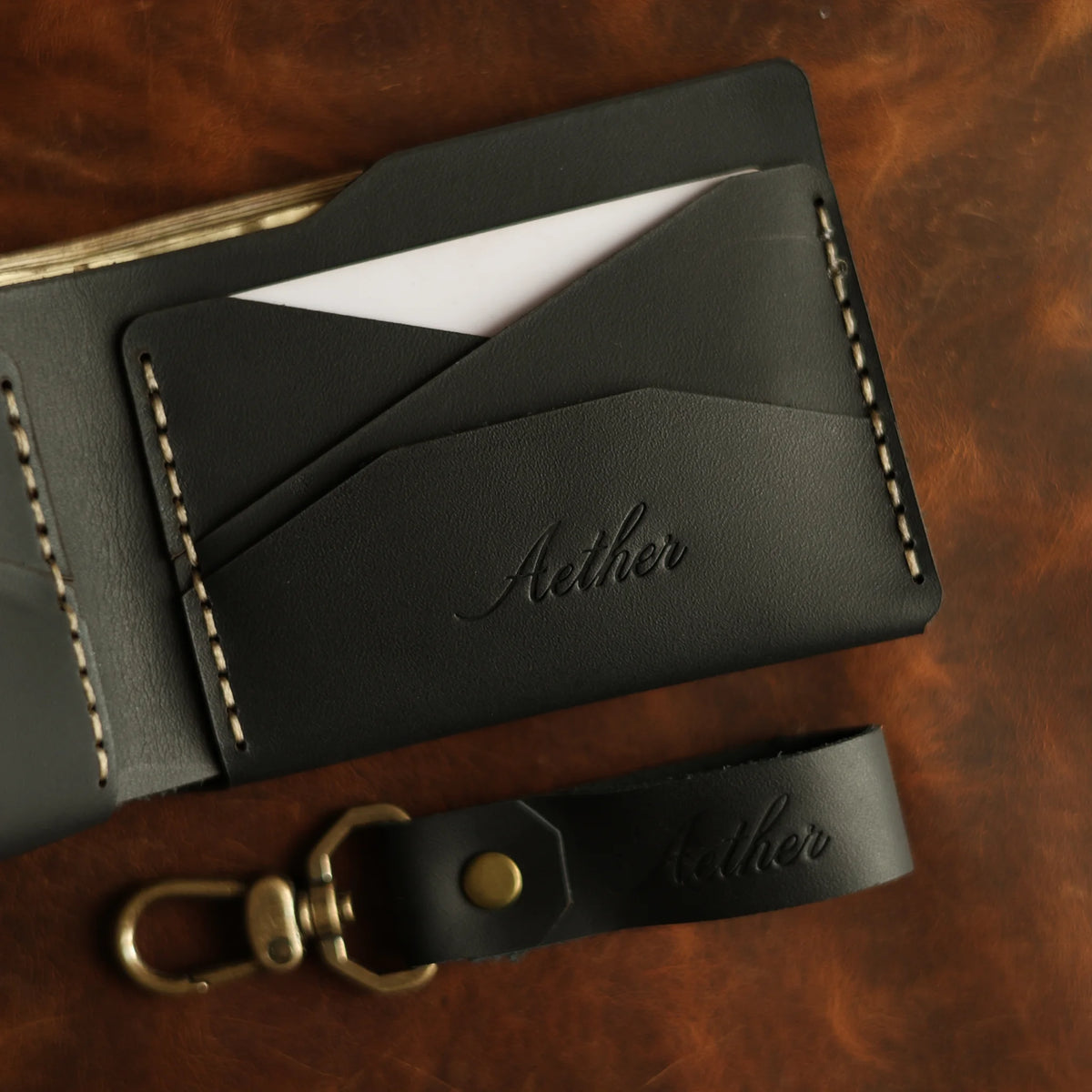Midnight Black Leather Bifold Wallet