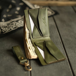 Olive Green Leather Bifold Wallet