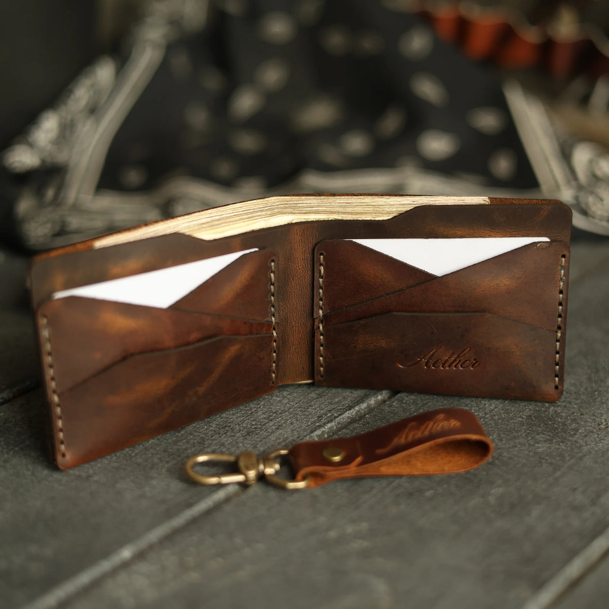 Bourbon Brown Leather Bifold Wallet