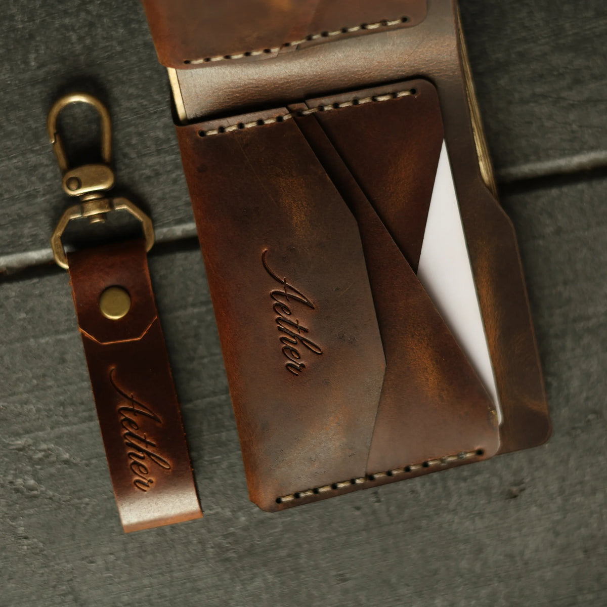 Bourbon Brown Leather Bifold Wallet