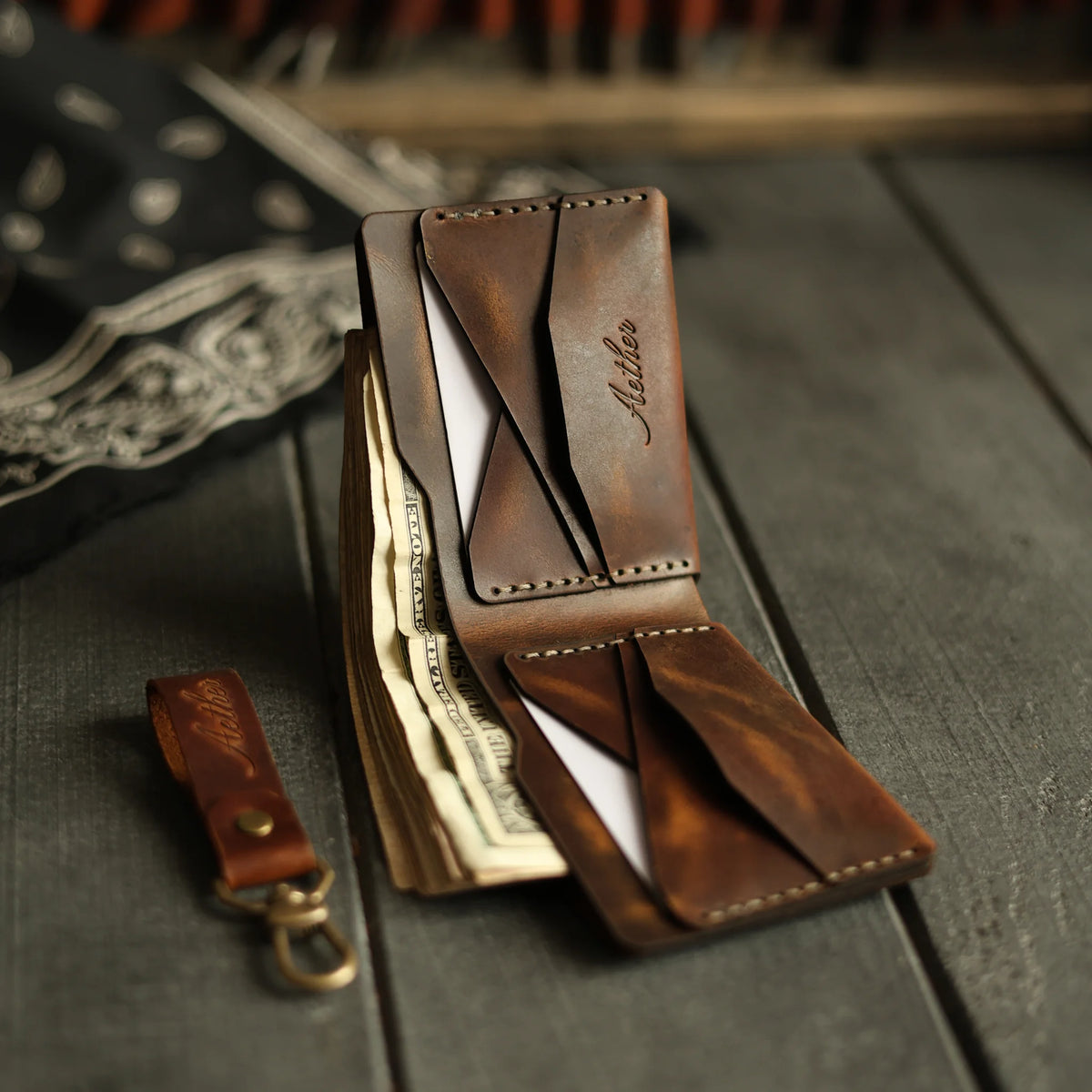 Bourbon Brown Leather Bifold Wallet
