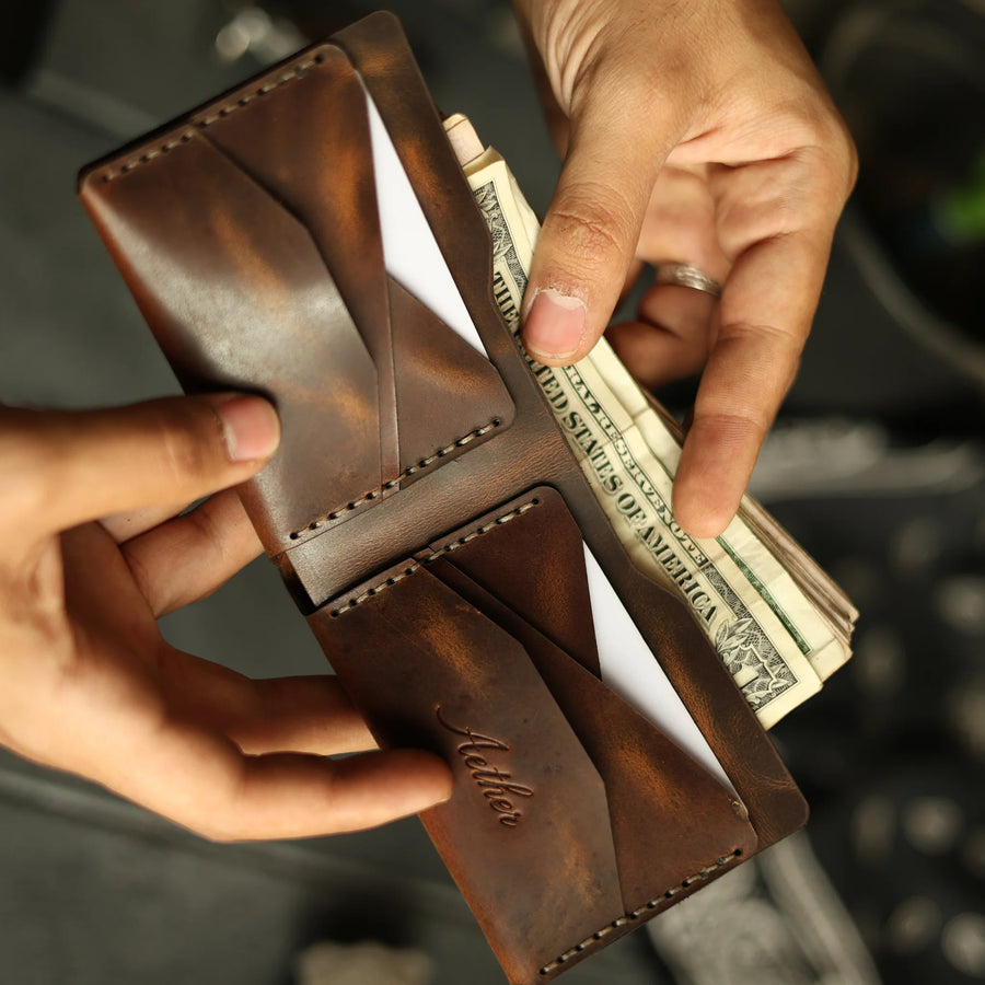 Bourbon Brown Leather Bifold Wallet
