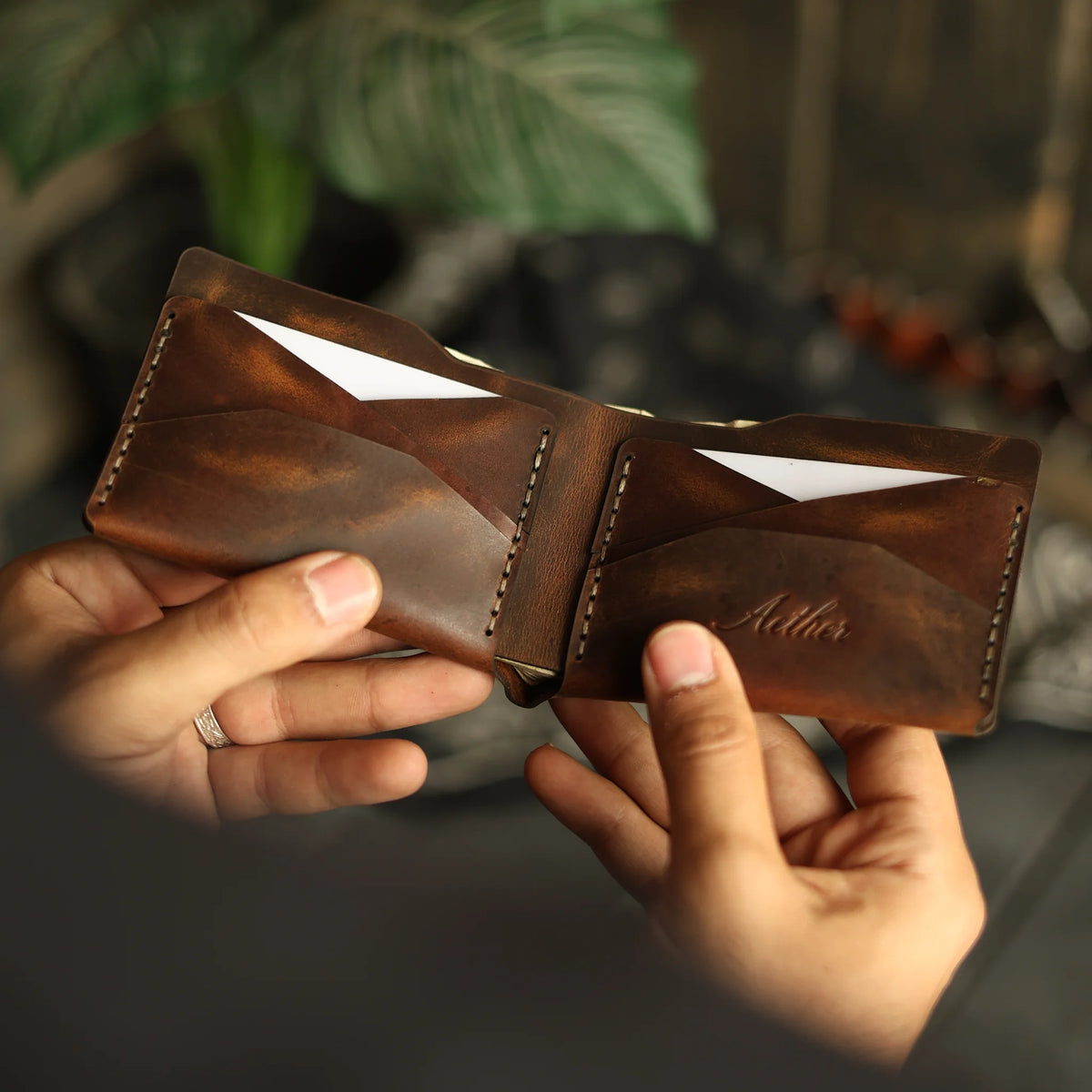 Bourbon Brown Leather Bifold Wallet