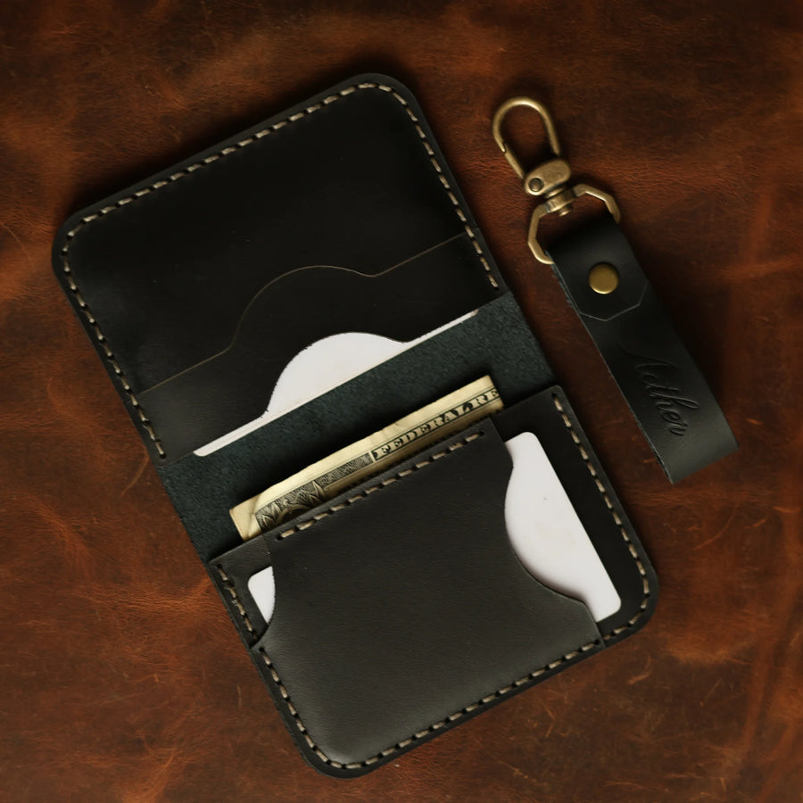 Midnight Black Leather Card Holder
