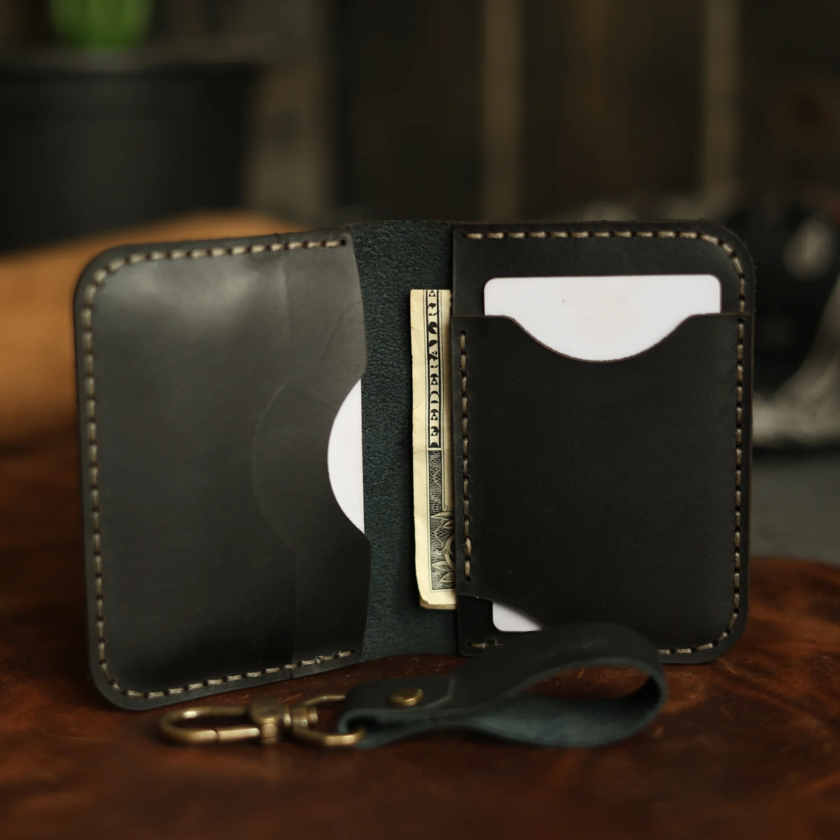 Midnight Black Leather Card Holder