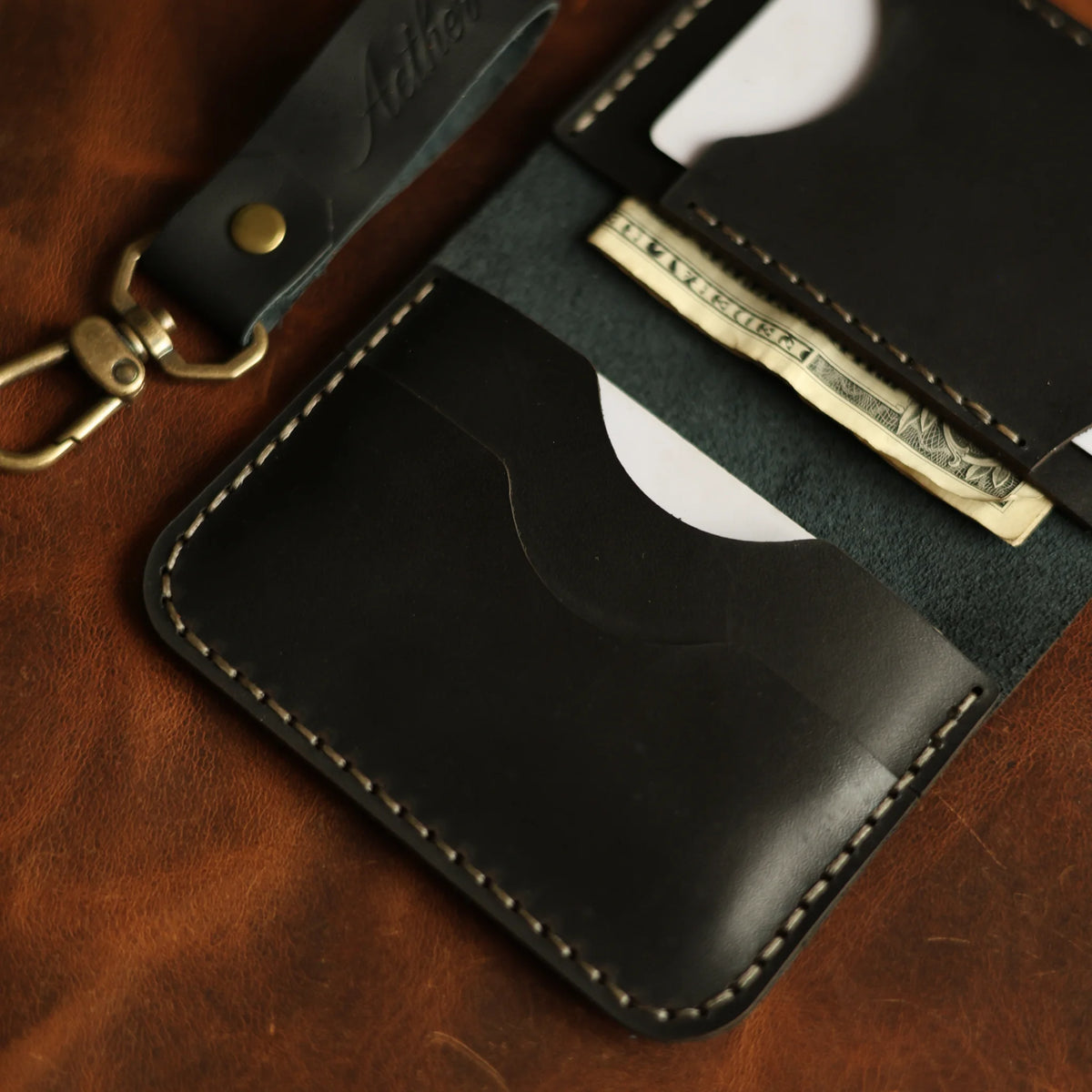 Midnight Black Leather Card Holder