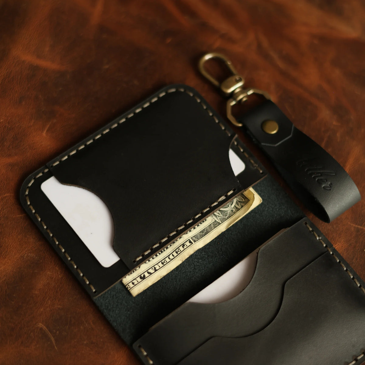 Midnight Black Leather Card Holder