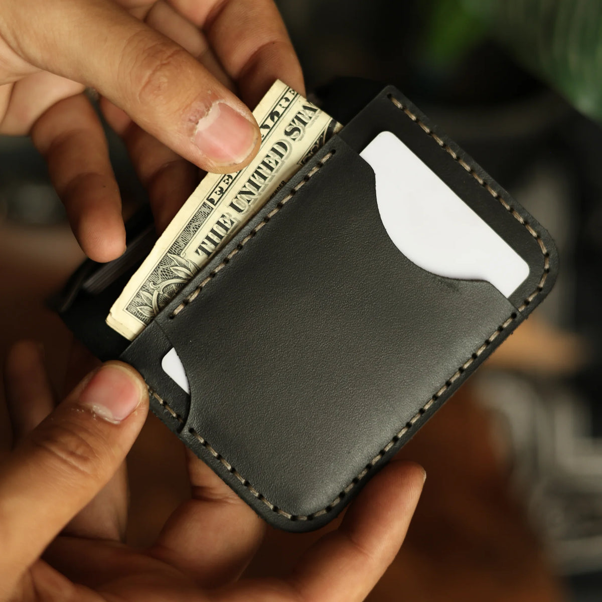 Midnight Black Leather Card Holder