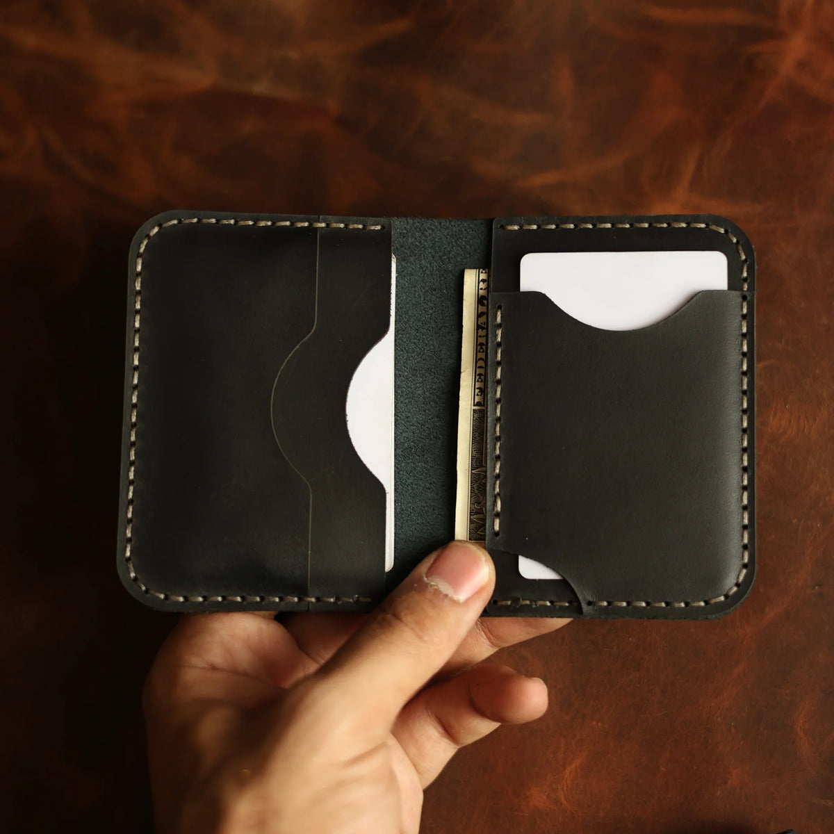Midnight Black Leather Card Holder
