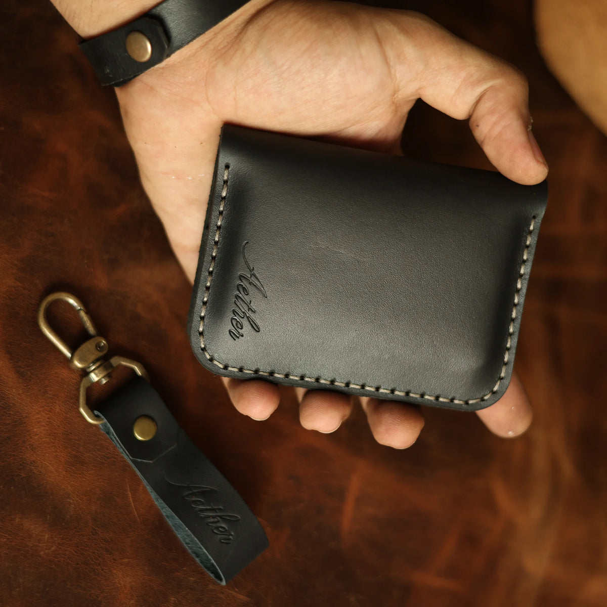 Midnight Black Leather Card Holder