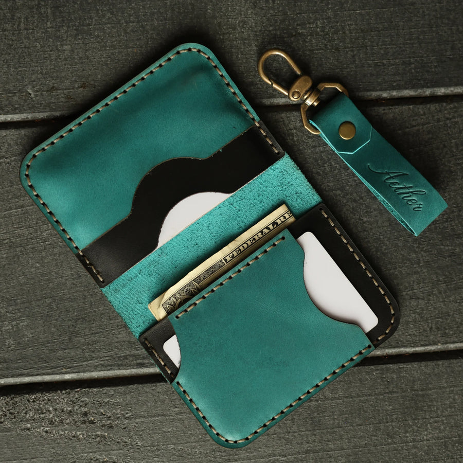 Rich Turquoise Leather Card Holder