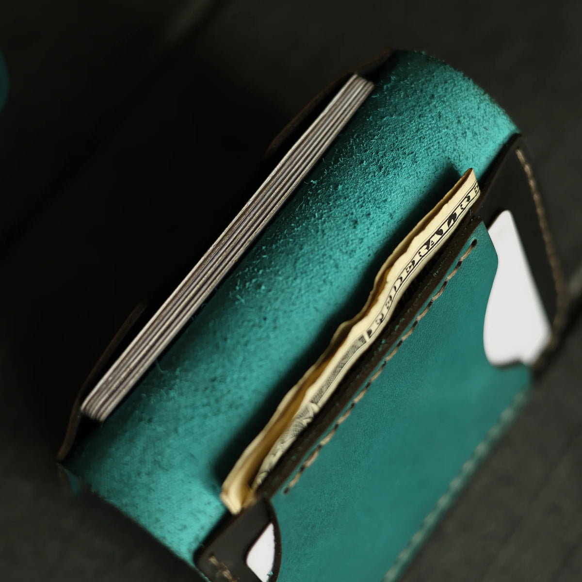 Rich Turquoise Leather Card Holder