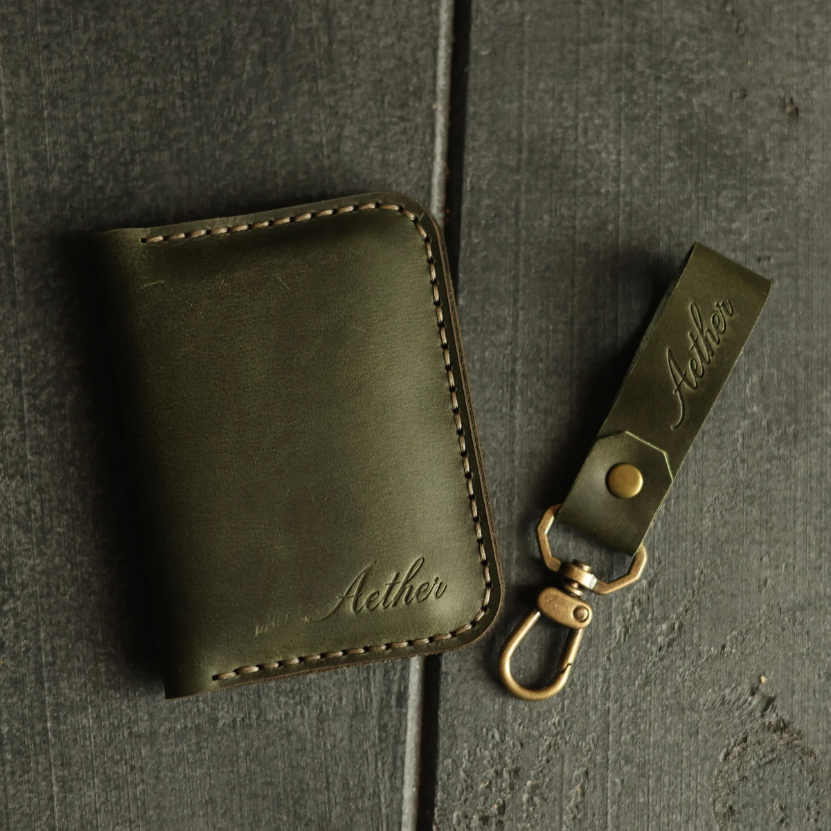 Olive Green Leather Card Holder