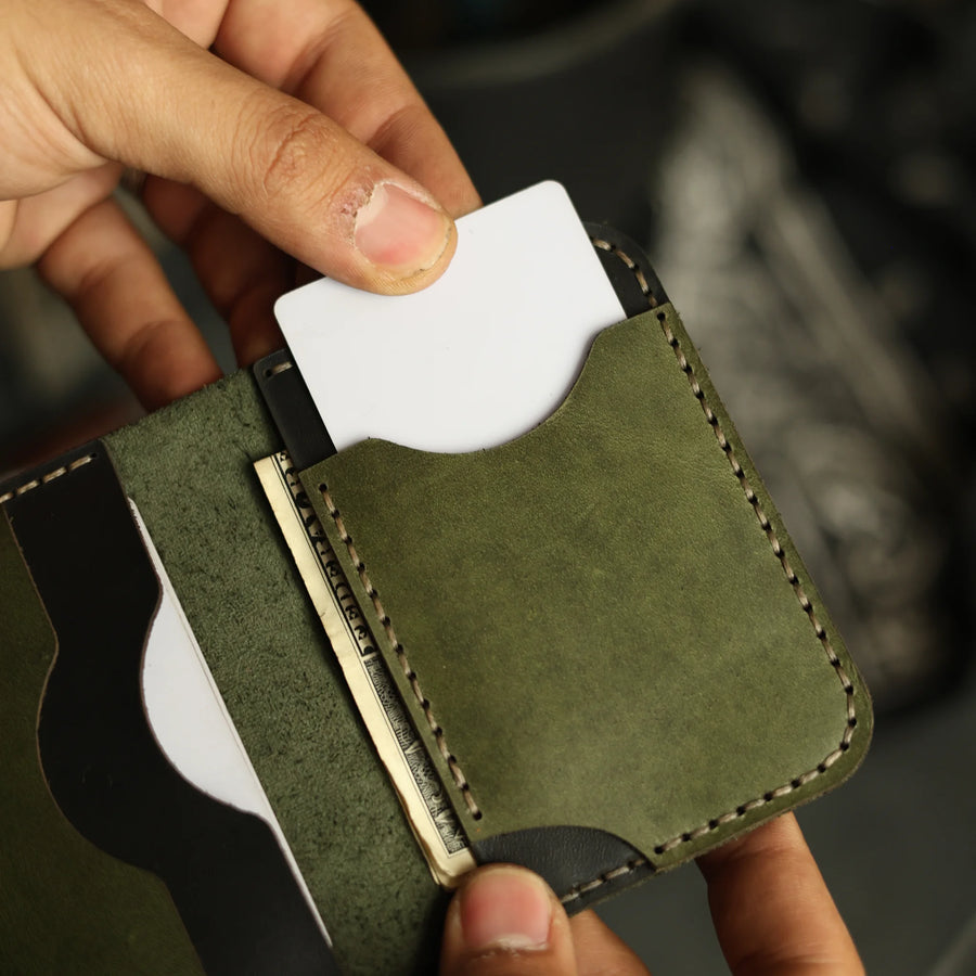 Olive Green Leather Card Holder