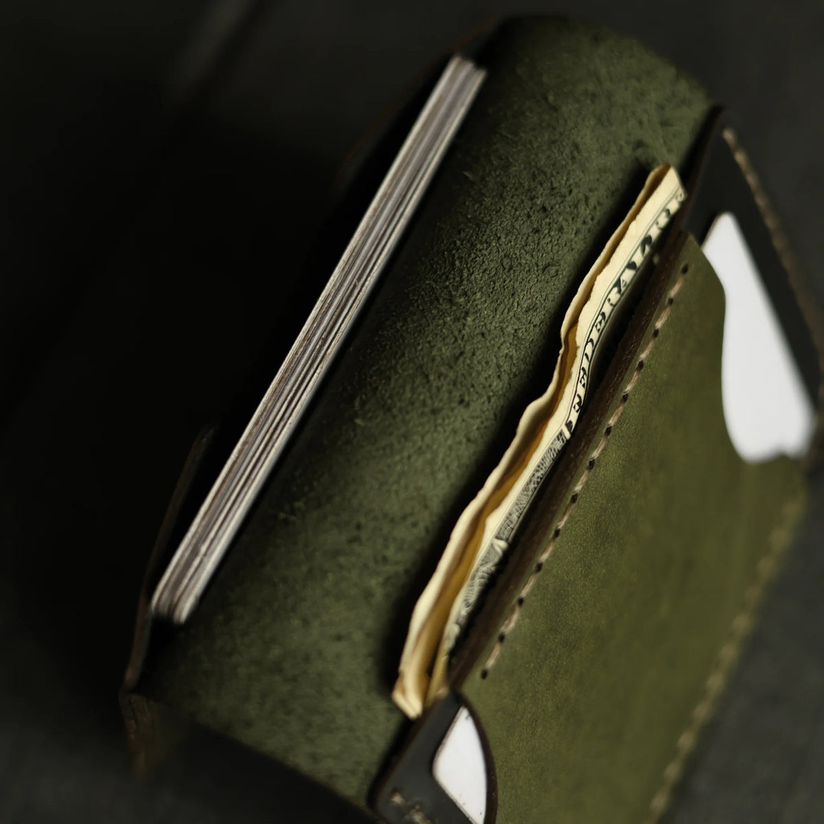 Olive Green Leather Card Holder