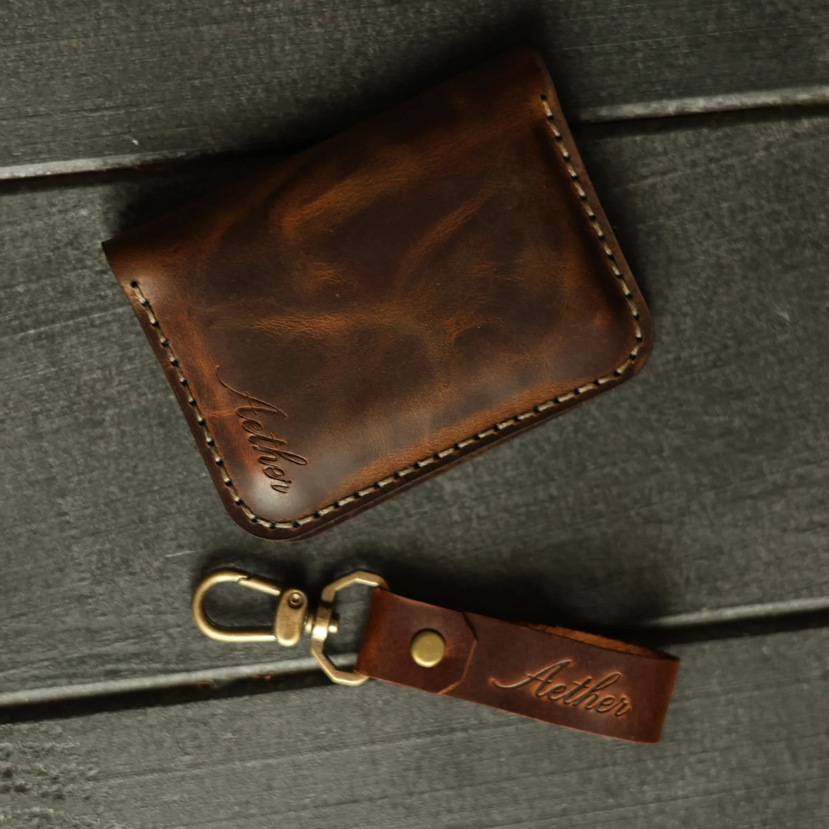 Bourbon Brown Leather Card Holder