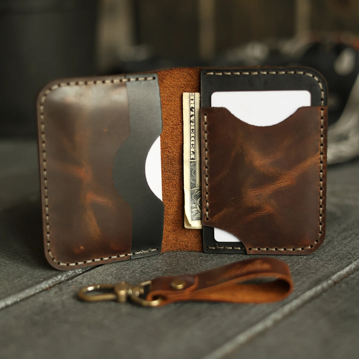 Bourbon Brown Leather Card Holder