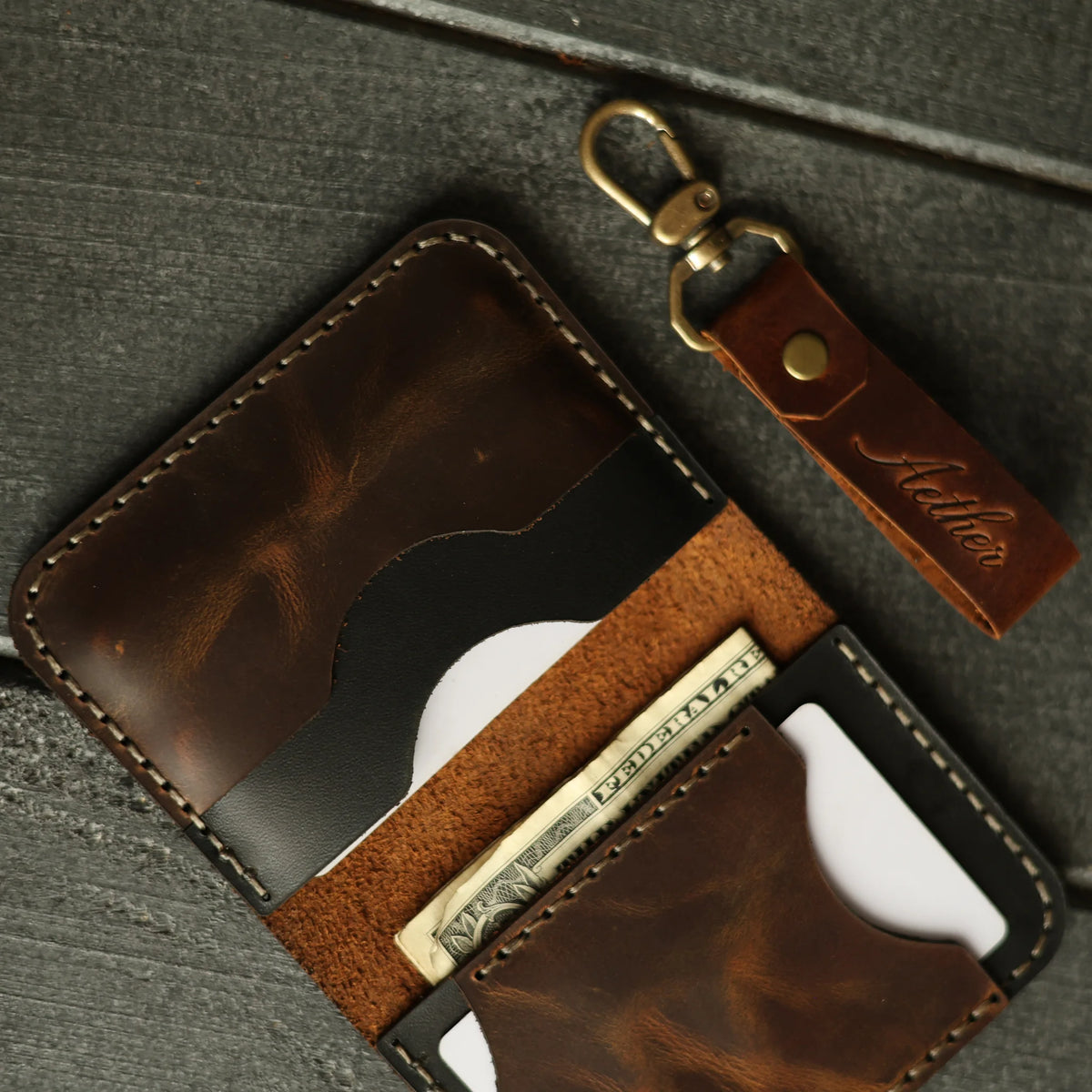 Bourbon Brown Leather Card Holder
