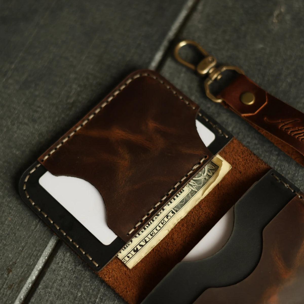 Bourbon Brown Leather Card Holder