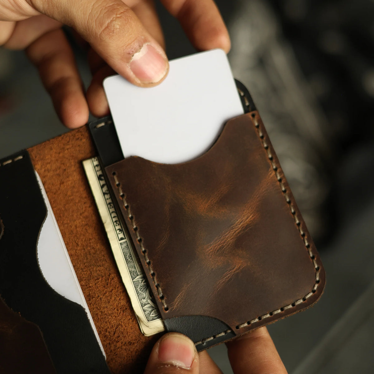 Bourbon Brown Leather Card Holder