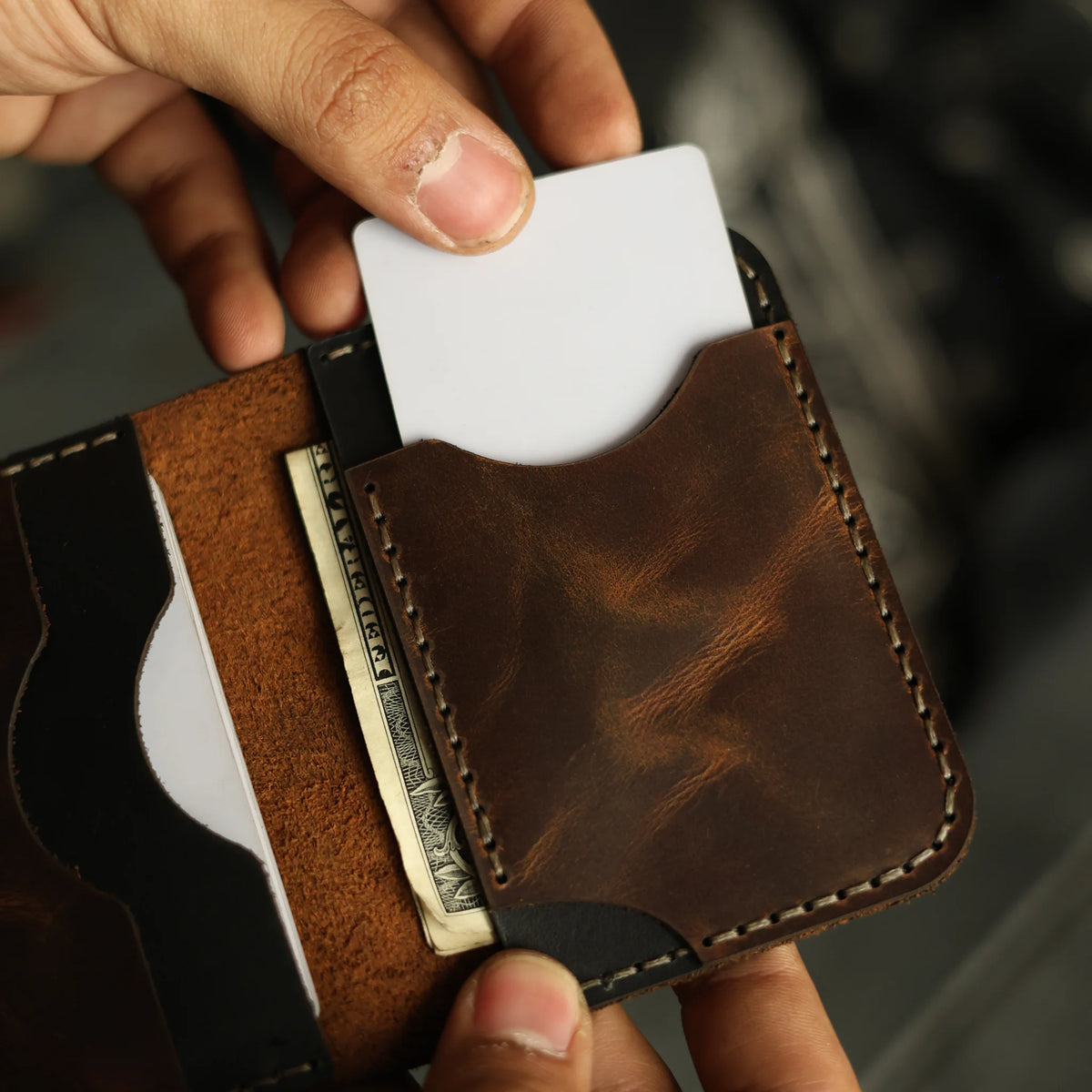 Bourbon Brown Leather Card Holder