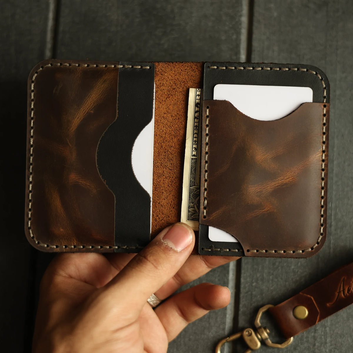 Bourbon Brown Leather Card Holder
