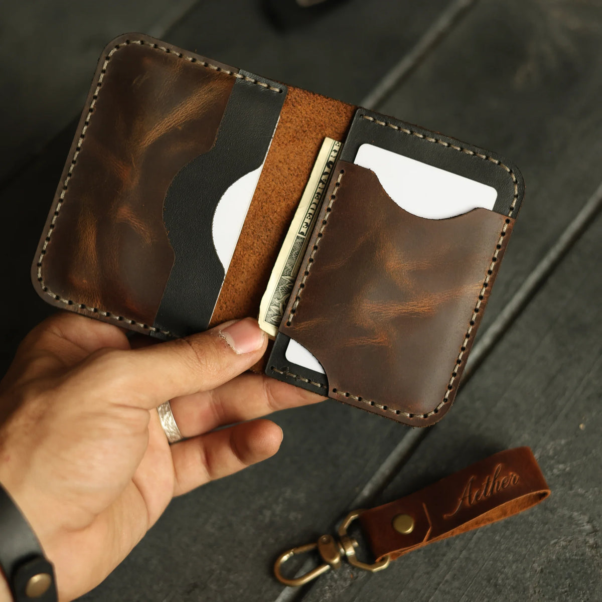 Bourbon Brown Leather Card Holder