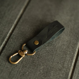 Midnight Black Leather Keychain