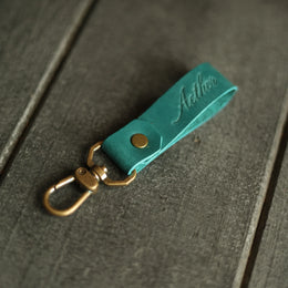 Rich Turquoise Leather Keychain